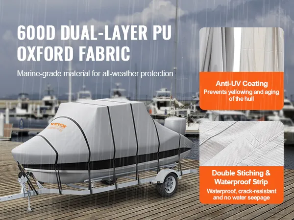 600d PU Oxford-stof VEVOR T-top bootkap met anti-UV-coating, dubbele stiksels en waterdichte strip.