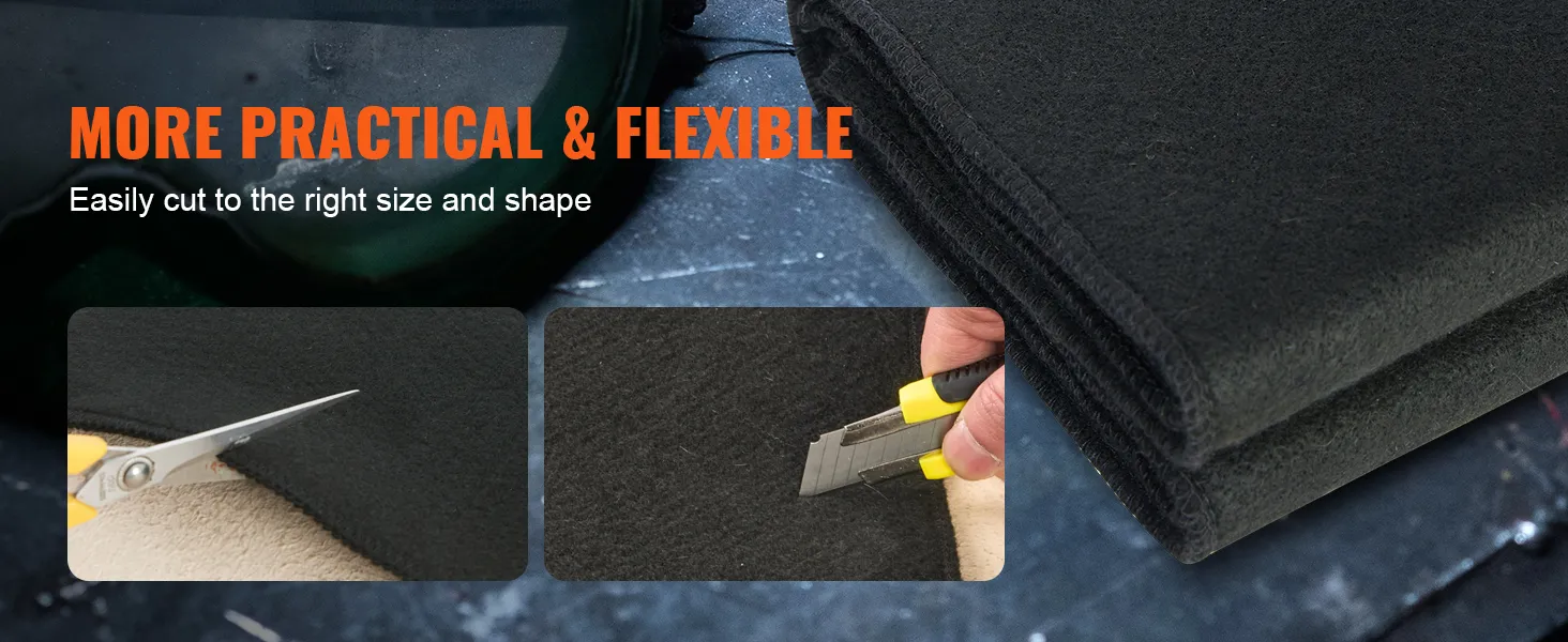 VEVOR welding blanket - practical and flexible fabric, easily cut with scissors and a utility knife.