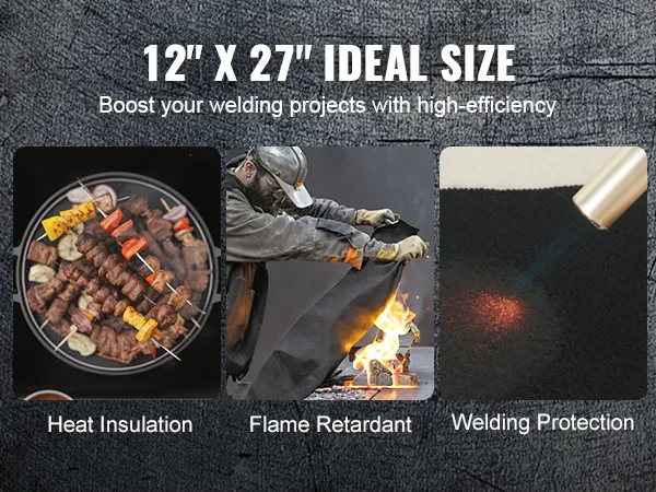welding professional using a flame retardant VEVOR welding blanket near active sparks and flames.