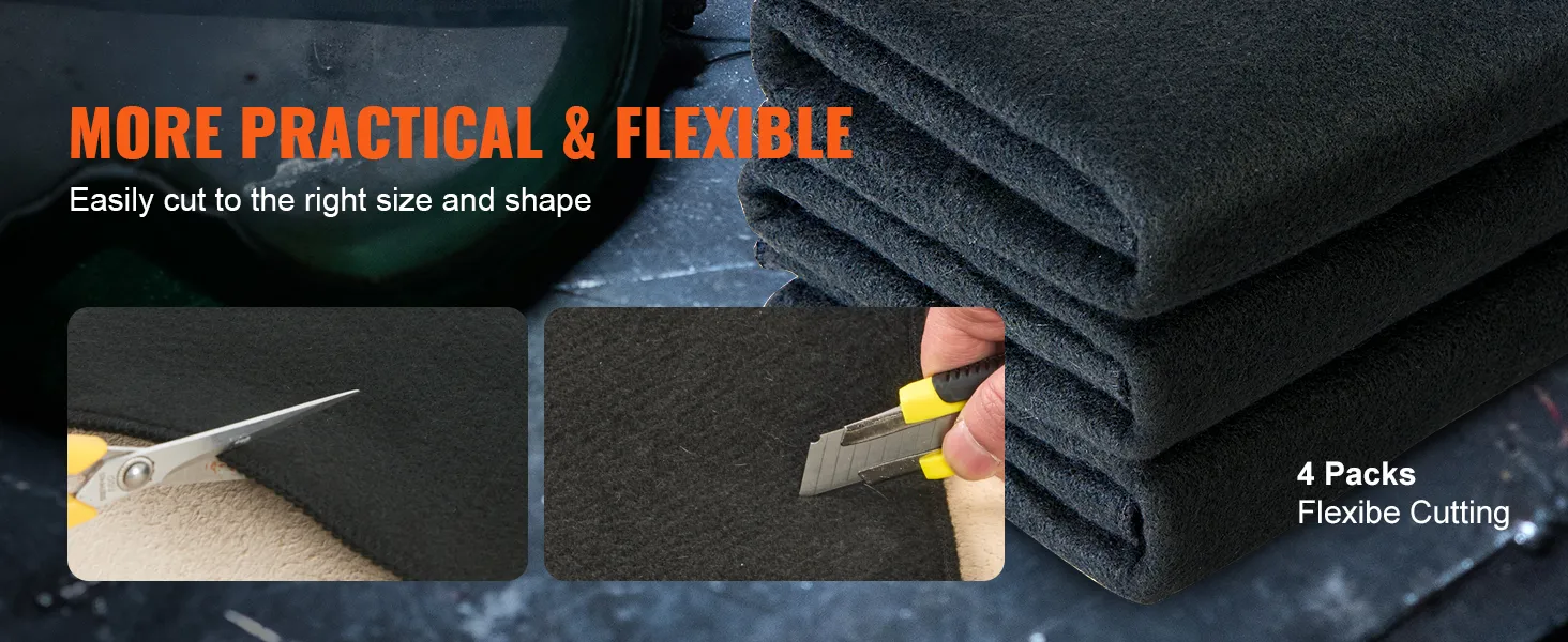 VEVOR Schweißdecke aus Carbonfilz: einfach auf Größe und Form zuschneidbar, praktisch und flexibel, 4er-Pack.