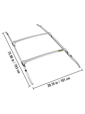 Barras transversales para portaequipajes de techo VEVOR con dimensiones de 75,98 x 39,76 pulgadas.