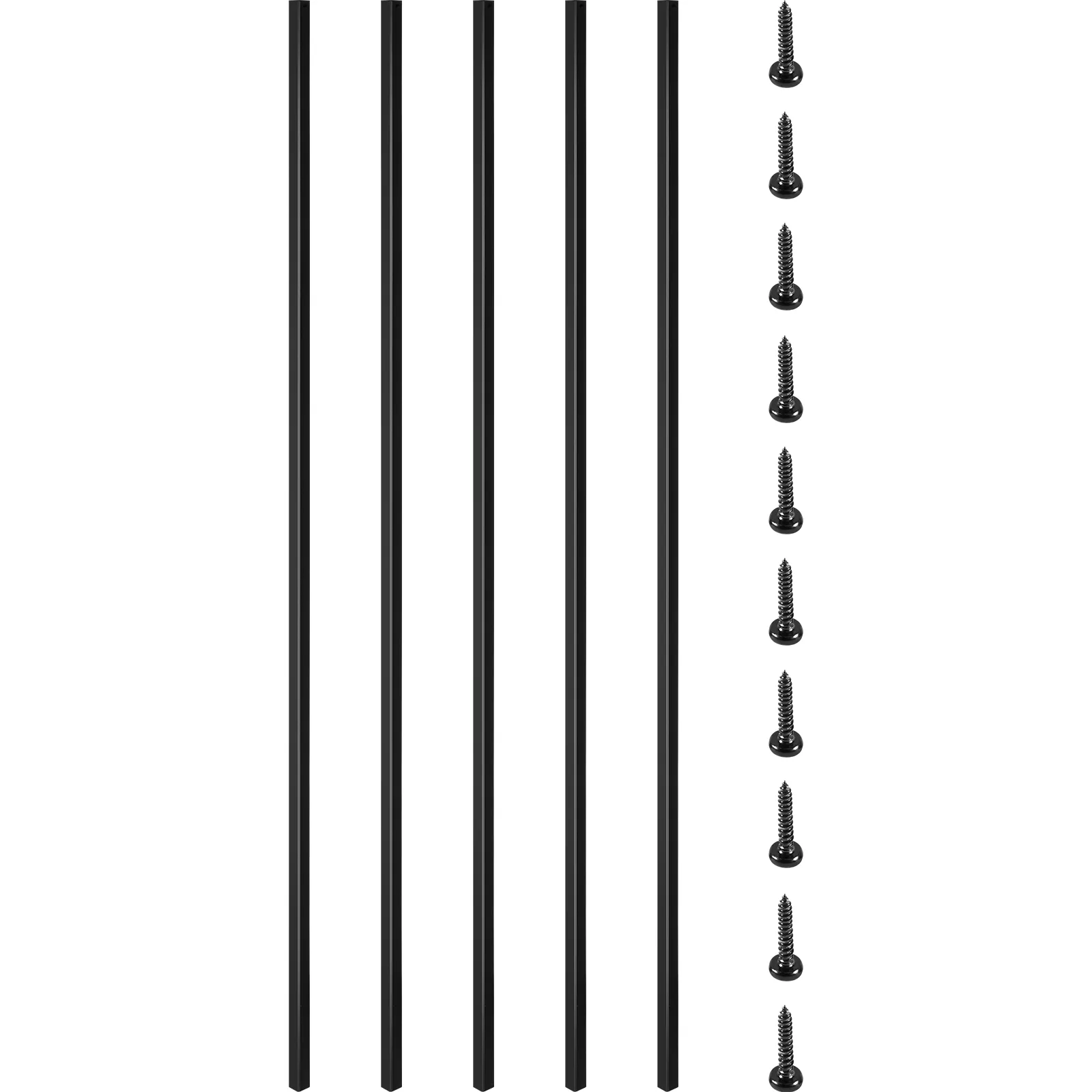 Juego de barandillas y tornillos de cubierta VEVOR negros, vista vertical.