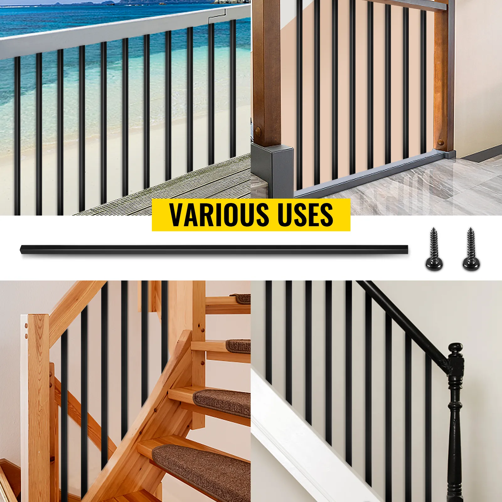 Barandillas de cubierta VEVOR utilizadas para barandillas de cubierta, escaleras interiores y diversas aplicaciones.
