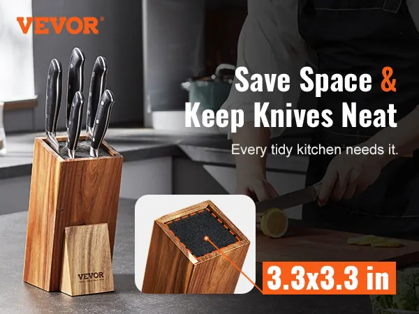 VEVOR knife holder in a modern kitchen, saving space and keeping knives neat.
