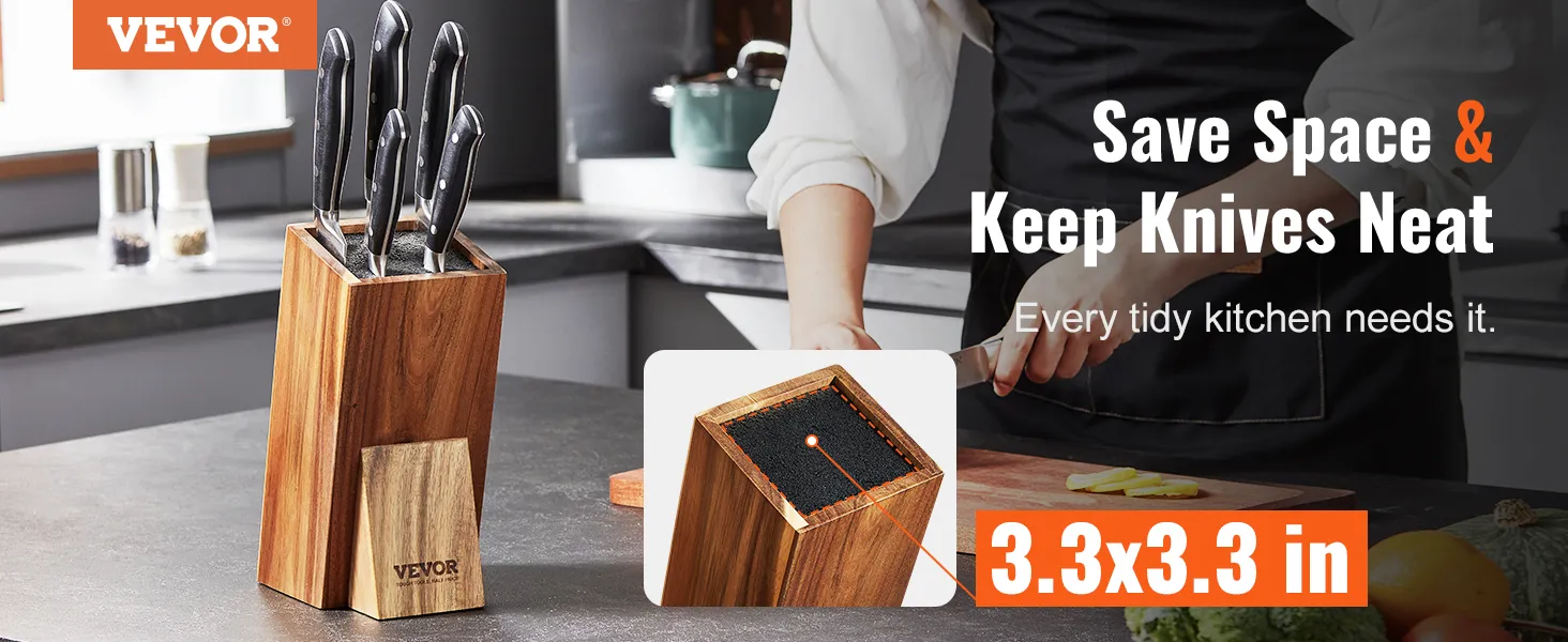 VEVOR knife holder in a modern kitchen, saving space and keeping knives neat.