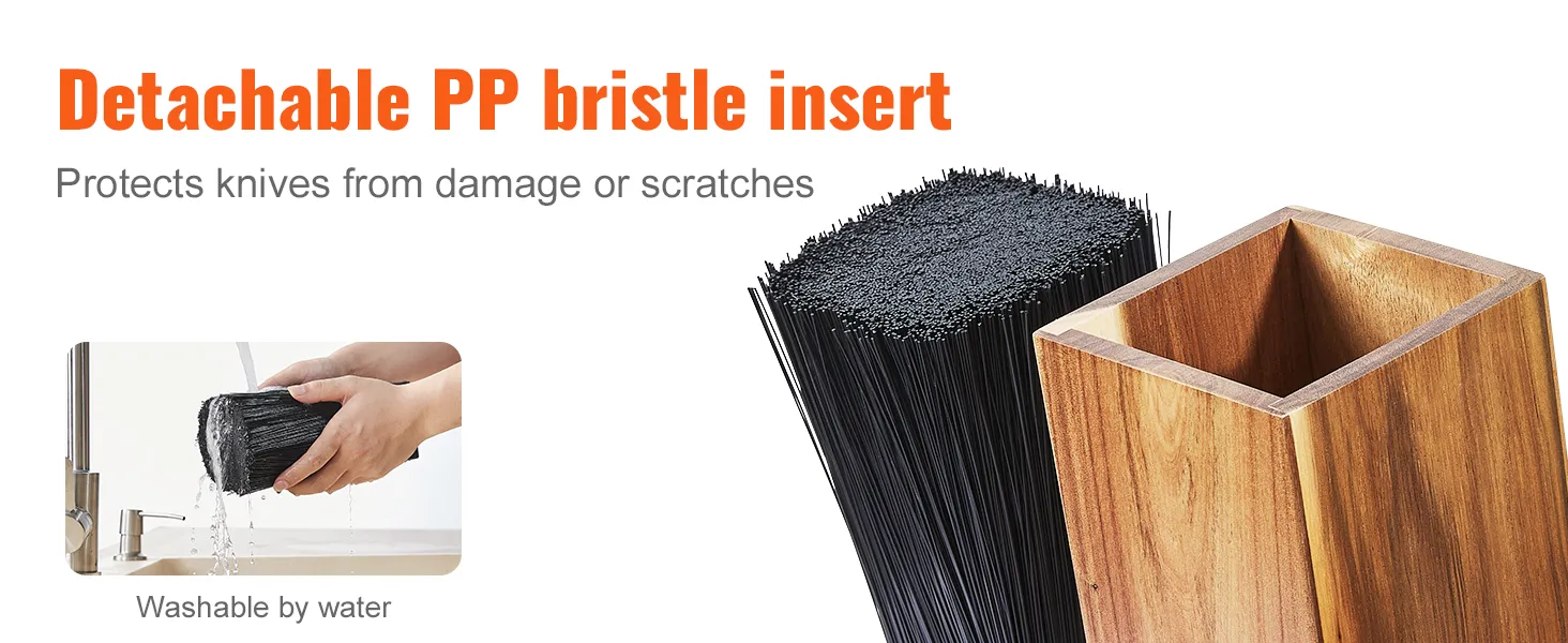 detachable pp bristle insert for VEVOR knife holder, protects knives, washable by water.