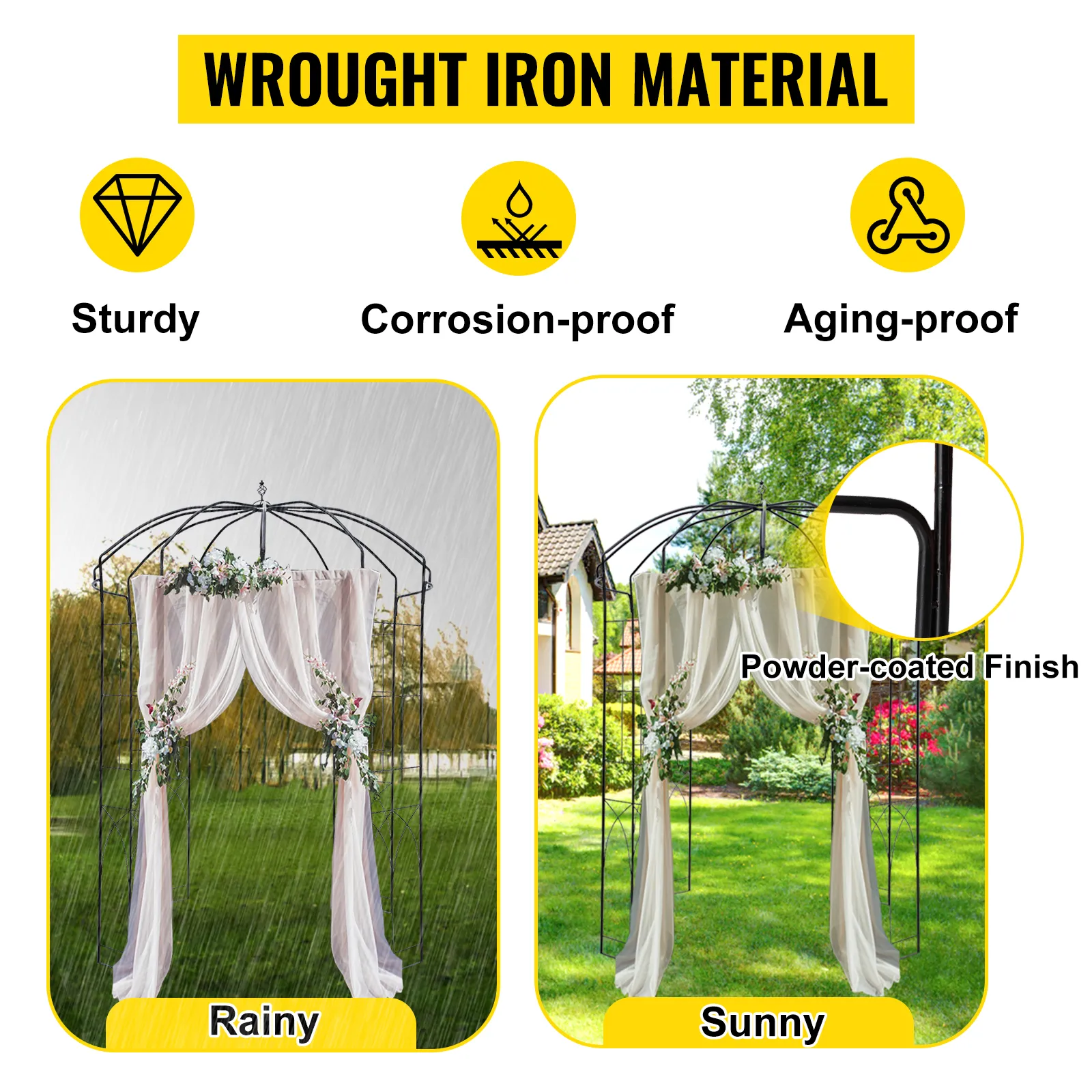 VEVOR Gartenlaube: robust, korrosionsbeständig, alterungsbeständig bei Regen und Sonne.