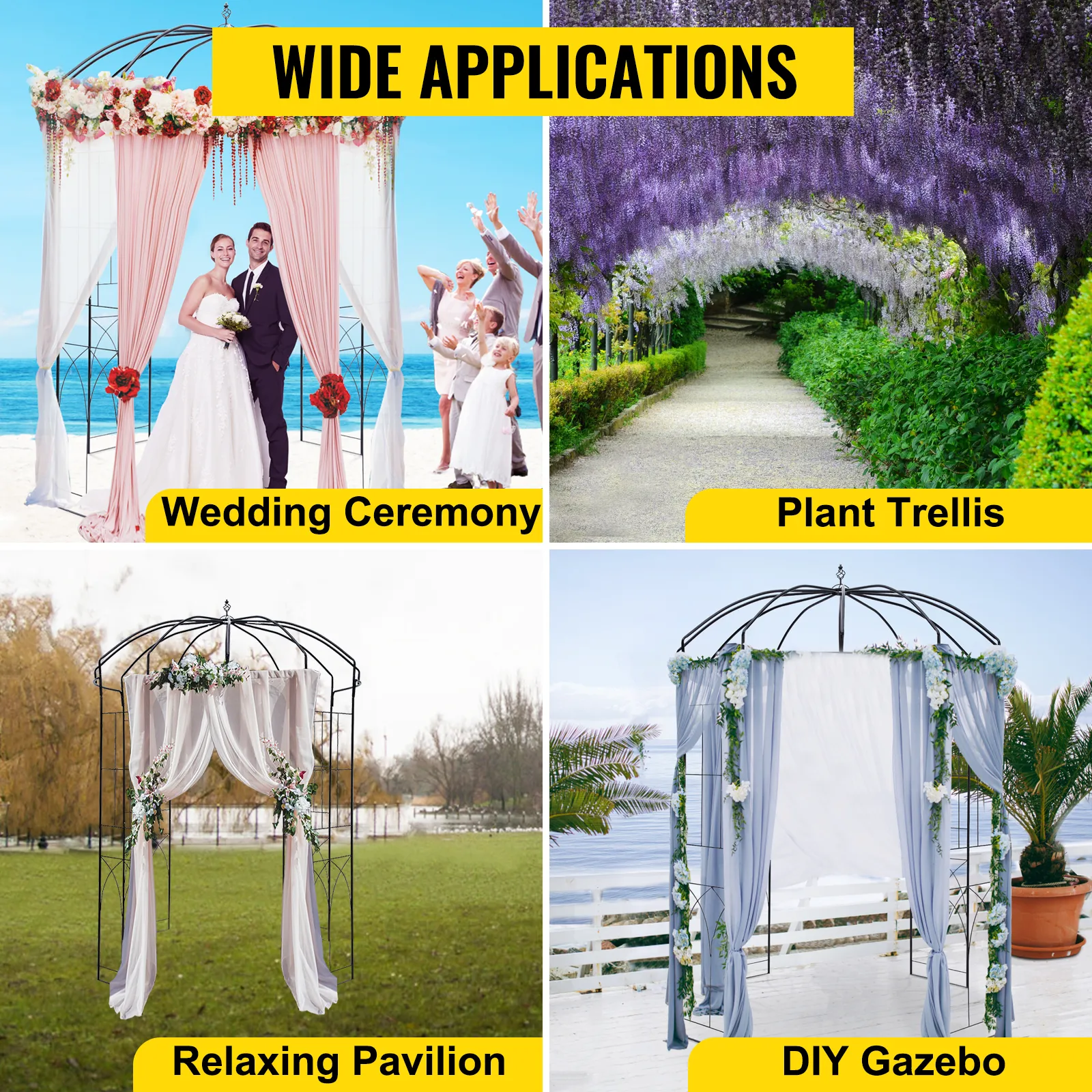 VEVOR-Gartenlaube für Hochzeitszeremonien, als Pflanzenspalier, Entspannungspavillon oder DIY-Pavillon.