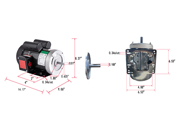 【2hp】DC VEVOR 2HP Electric Motor 1725RPM AC 115V/230V 56C Frame 1