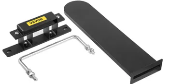 black VEVOR chainsaw holder set with bracket, u-bolt, and base plate on a white background.