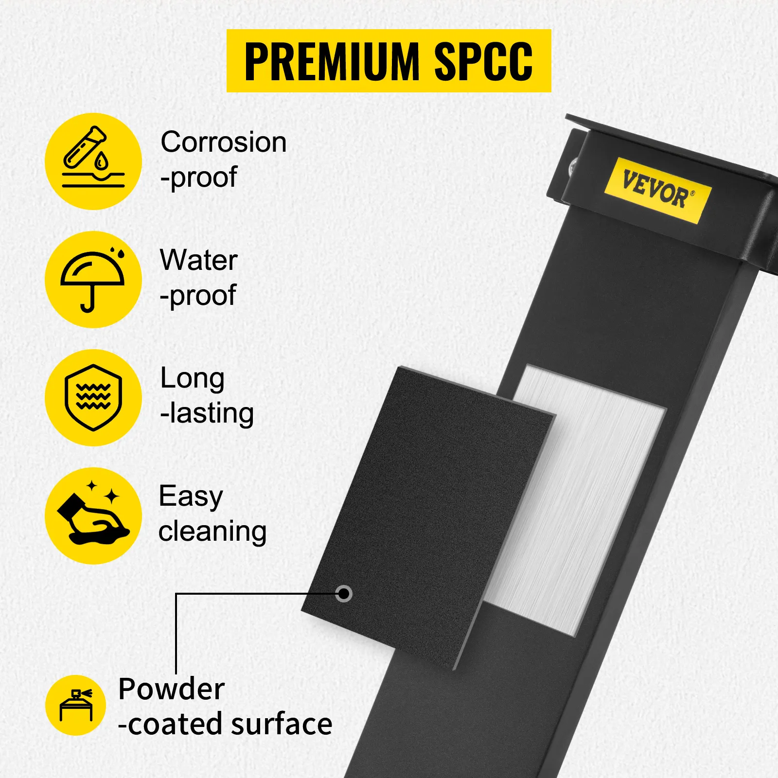 VEVOR chainsaw holder with premium spcc material, corrosion-proof, waterproof, long-lasting, easy cleaning.