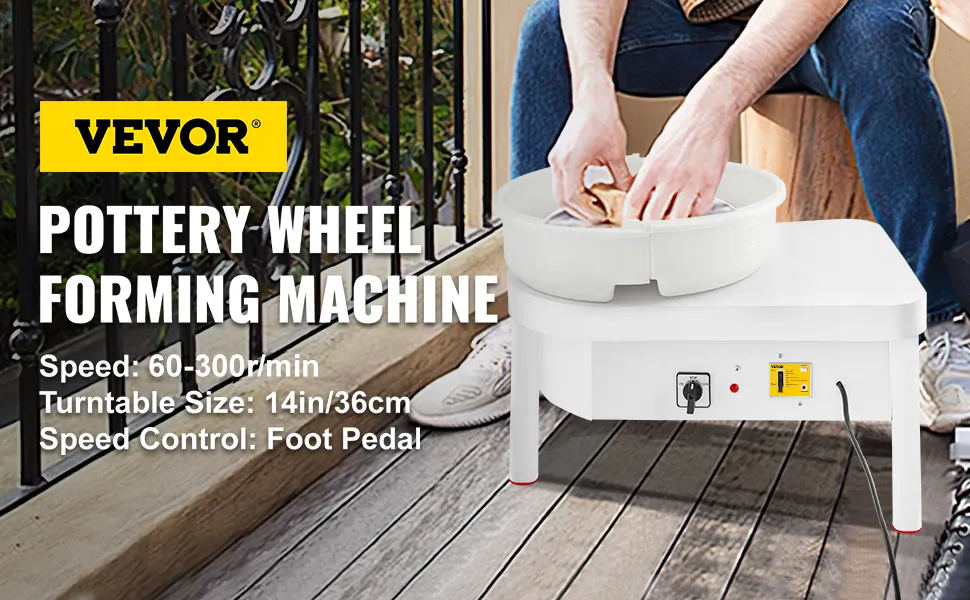 Rueda de cerámica VEVOR con control de pedal, plato giratorio de 14 pulgadas y velocidad de 0 a 300 r/min.