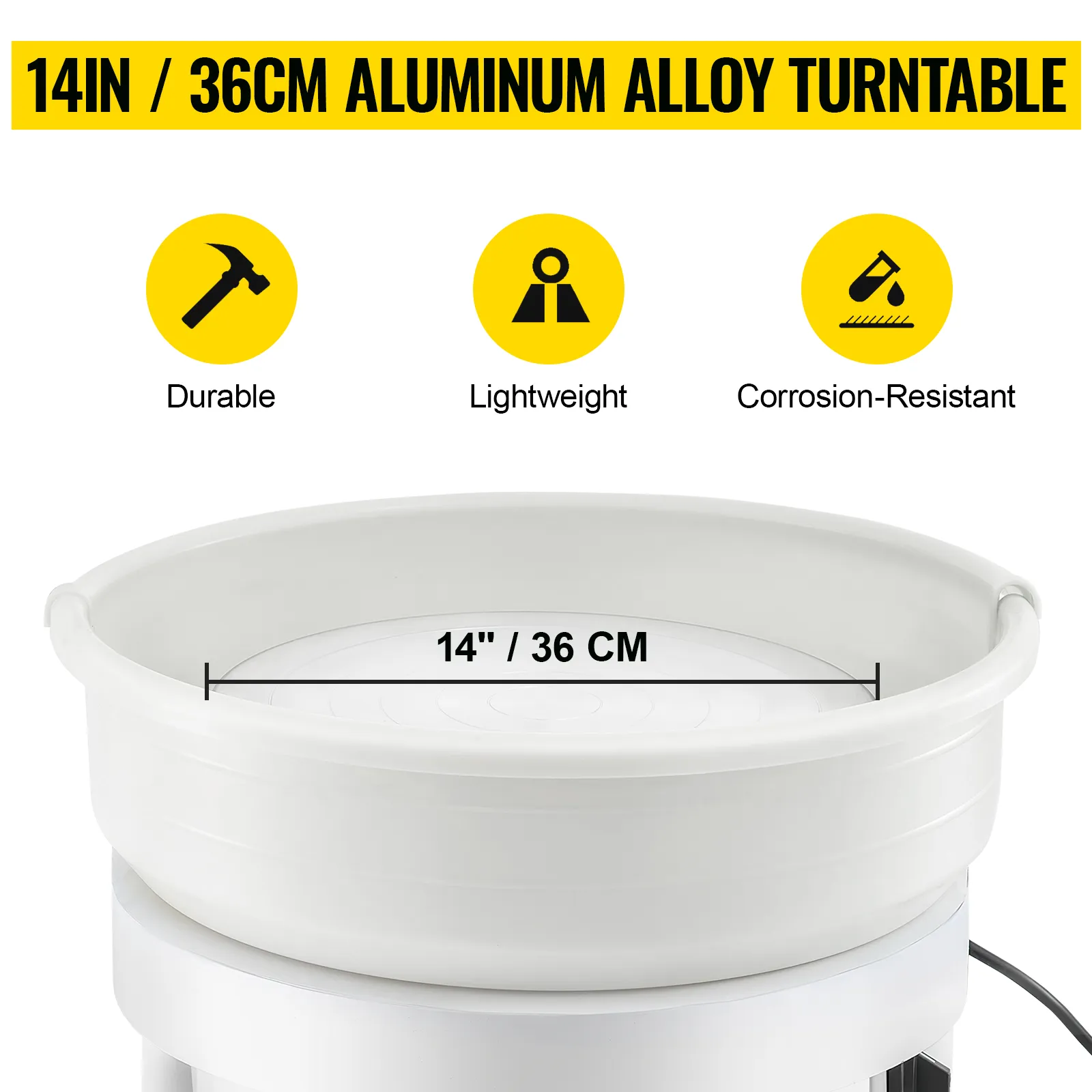 Rueda de alfarería VEVOR de 14 pulgadas/36 cm con plato giratorio de aleación de aluminio, duradera, liviana y resistente a la corrosión