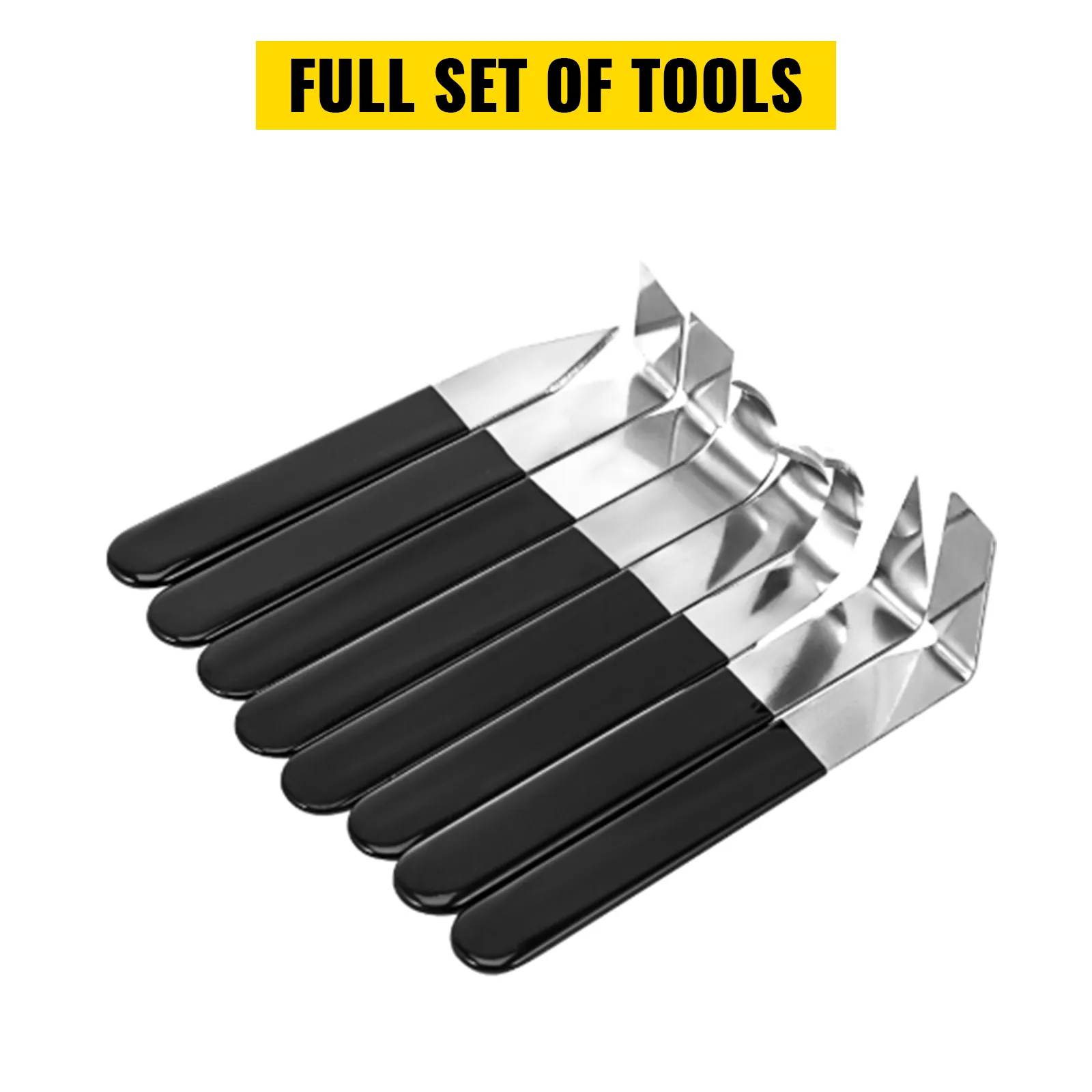 VEVOR-Töpferscheiben-Komplettset mit Edelstahlwerkzeugen mit schwarzen Griffen.