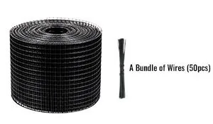 Rollo de malla de alambre negra y un paquete de 50 bridas para cables para cable antipájaros del panel solar VEVOR.