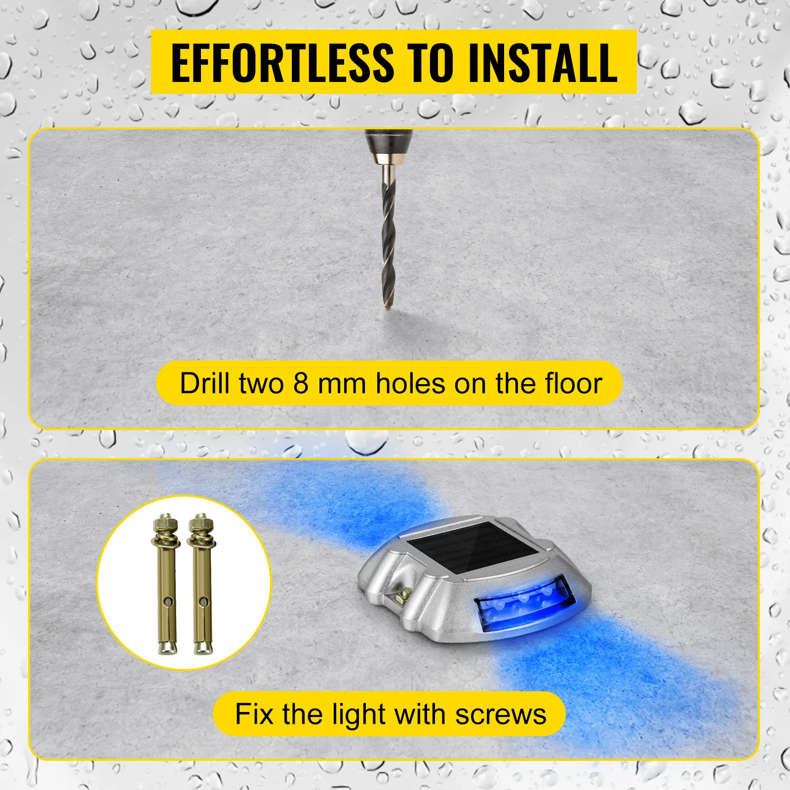 effortless installation of VEVOR solar driveway lights with drill and screws.