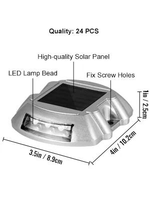 VEVOR solar driveway lights with led lamp beads, solar panel, fix screw holes, 24 pcs.