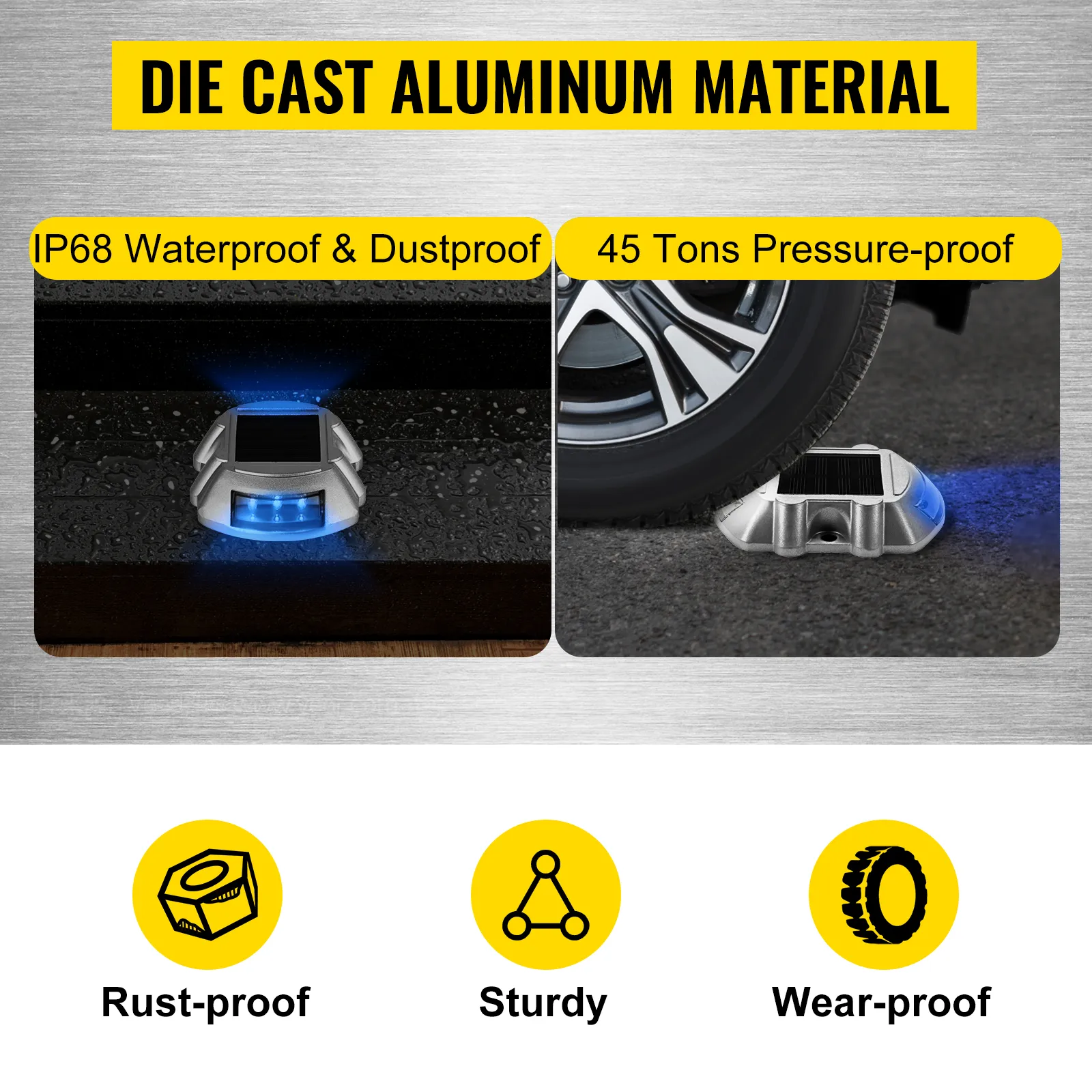 Lampy solarne do podjazdu VEVOR: wodoodporne, odporne na ciśnienie, nierdzewne, wytrzymałe, odporne na zużycie.