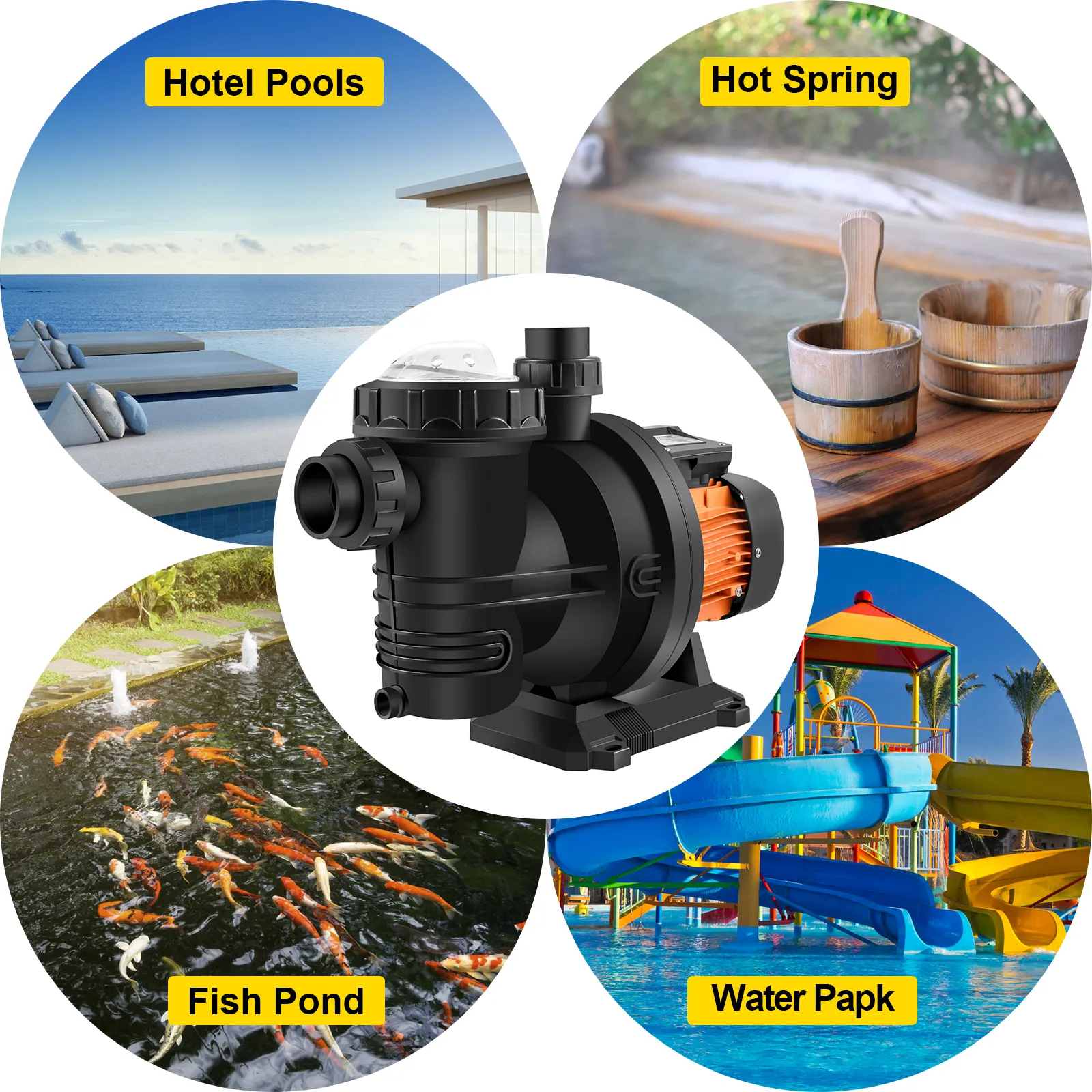 Bomba de piscina VEVOR para piscinas de hoteles, aguas termales, estanques de peces y parques acuáticos.