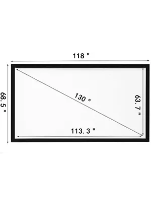 VEVOR-Projektionsleinwand, 130" Diagonale, 118" Breite, 68,5" Höhe, Wandmontage.