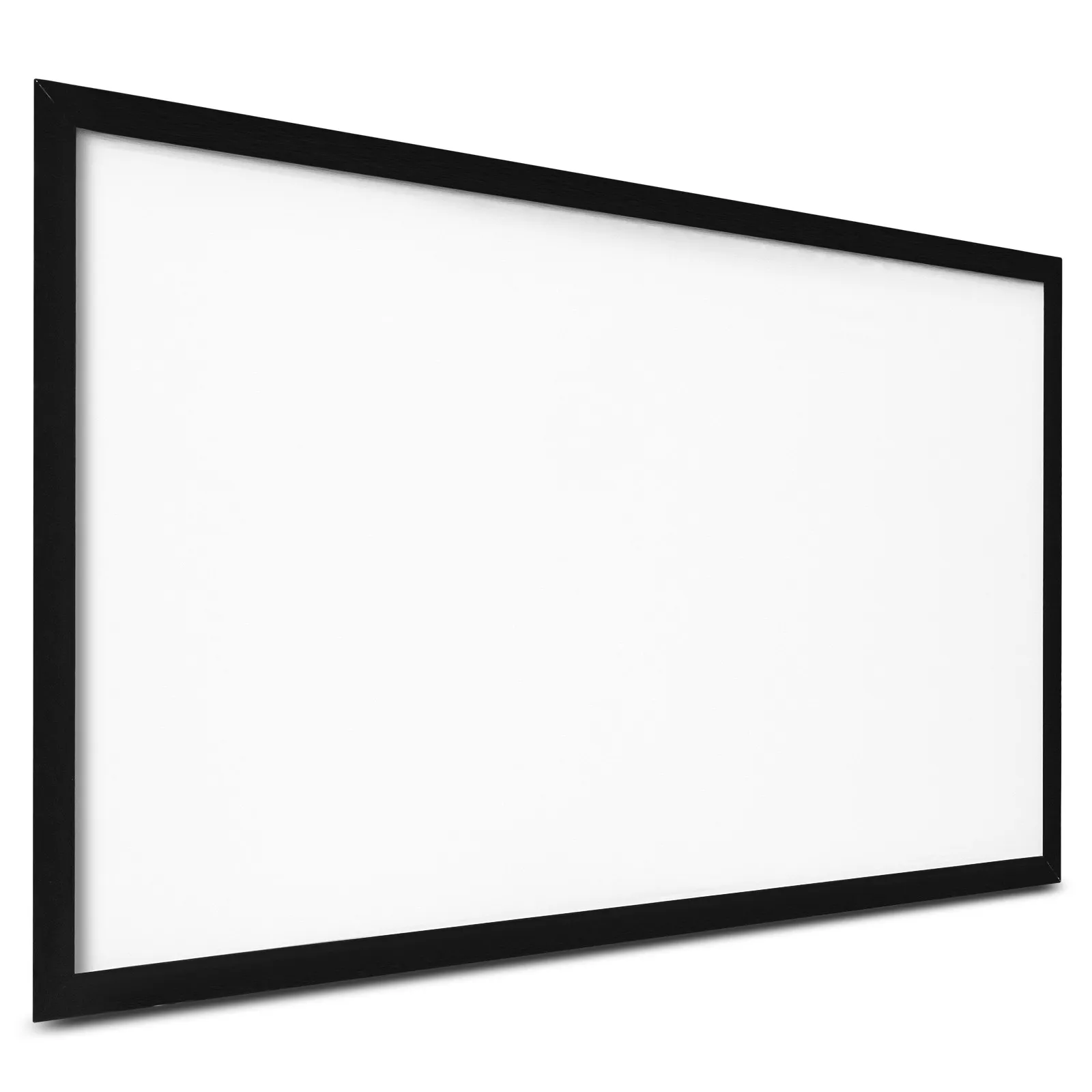 VEVOR Projektionsleinwand mit schwarzem Rahmen und weißer Oberfläche.