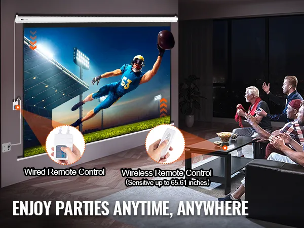Baw się imprezami o każdej porze dzięki ekranowi projekcyjnemu VEVOR z napędem silnikowym, idealnemu do domowej rozrywki.