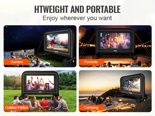 Aufblasbare Filmleinwand von VEVOR: Genießen Sie Filme im Garten, am Pool, auf Partys oder beim Camping.