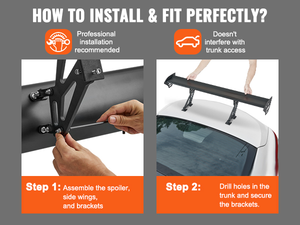 VEVOR GT Wing Car Spoiler, 43.3 inch Universal Spoiler with