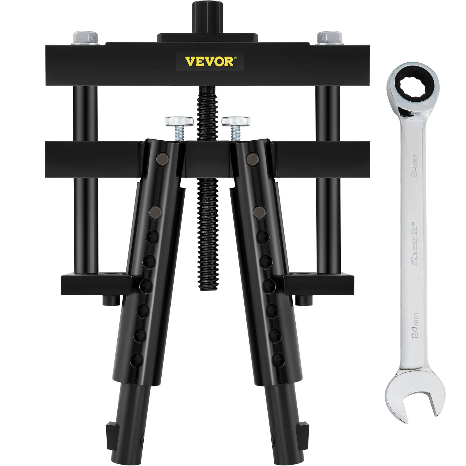 VEVOR cylinder liner puller with sturdy black-metal frame and 24mm wrench.
