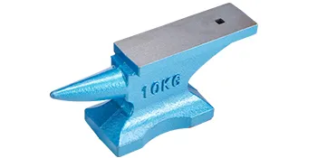 niebieskie kowadło VEVOR z pojedynczym rogiem, płaską powierzchnią stalową i rogiem po jednej stronie.