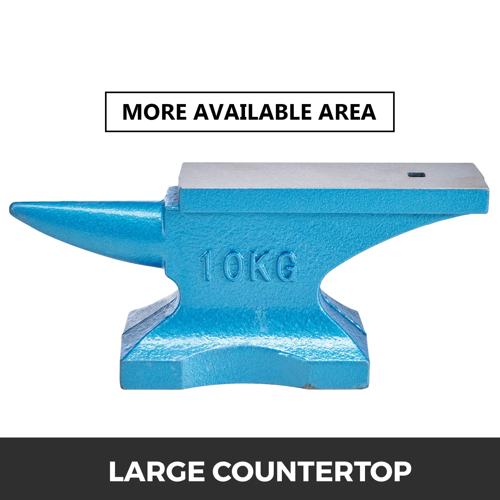 Pojedyncze kowadło VEVOR z dużym blatem i korpusem z niebieskiej stali.