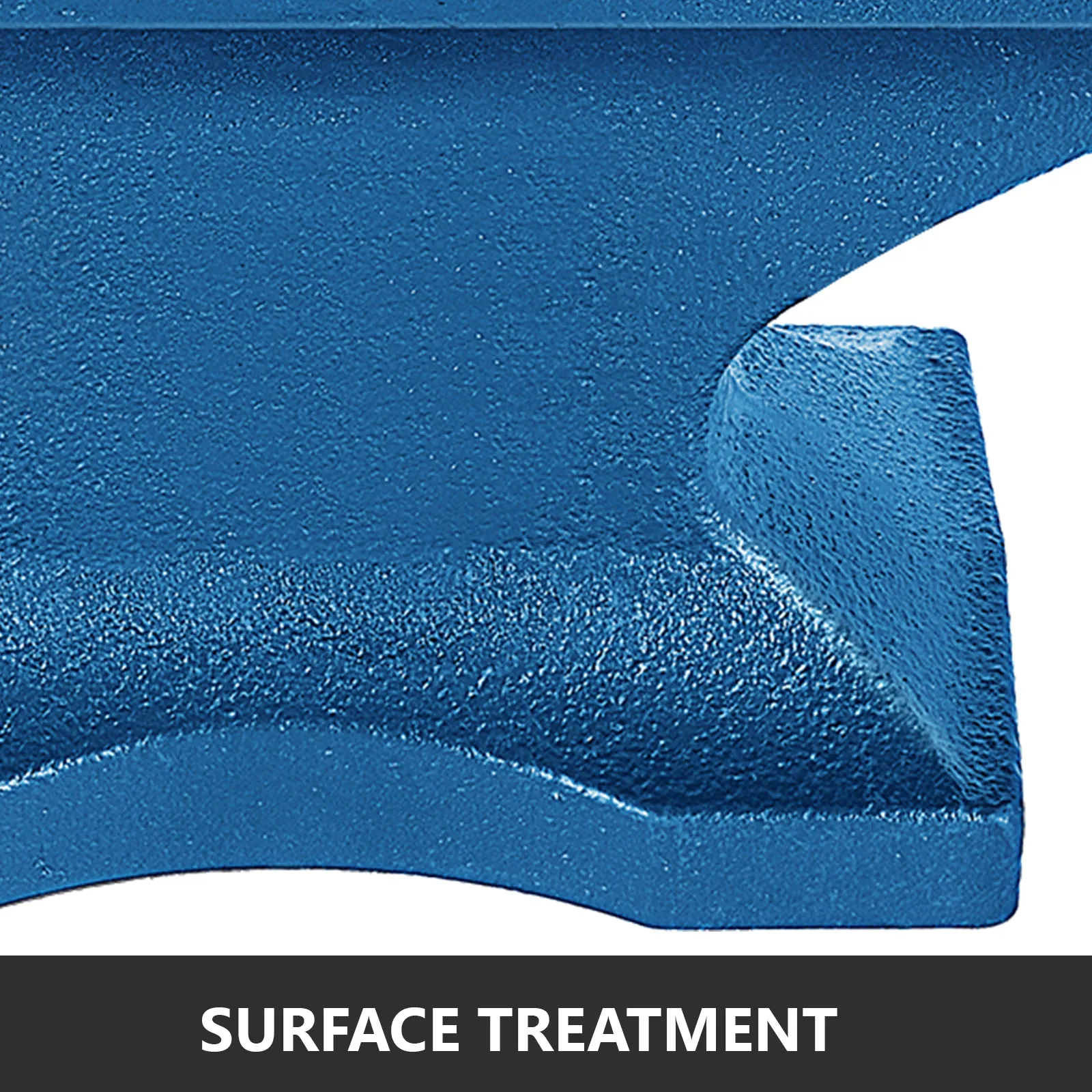 blue VEVOR blacksmith anvil base with textured surface and rounded edges.
