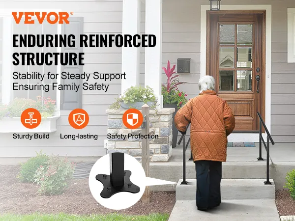VEVOR outdoor stair railing ensures family safety with reinforced structure and stability.
