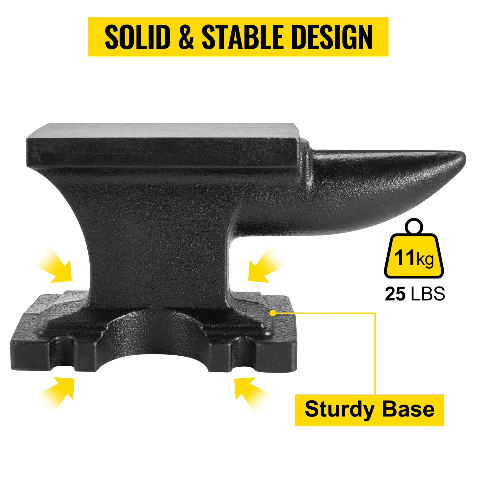 VEVOR Cast Iron Anvil, 25 Lbs(11kg) Single Horn Anvil with 6.8 x