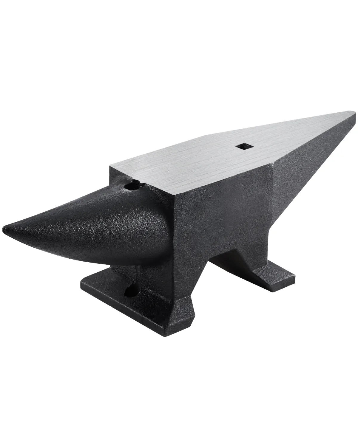 large VEVOR cast iron anvil with black finish, flat top, and horn, designed for metalworking tasks.