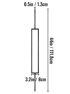 VEVOR deck balusters dimensions: 44in height, 3.2in width, 0.5in thickness.