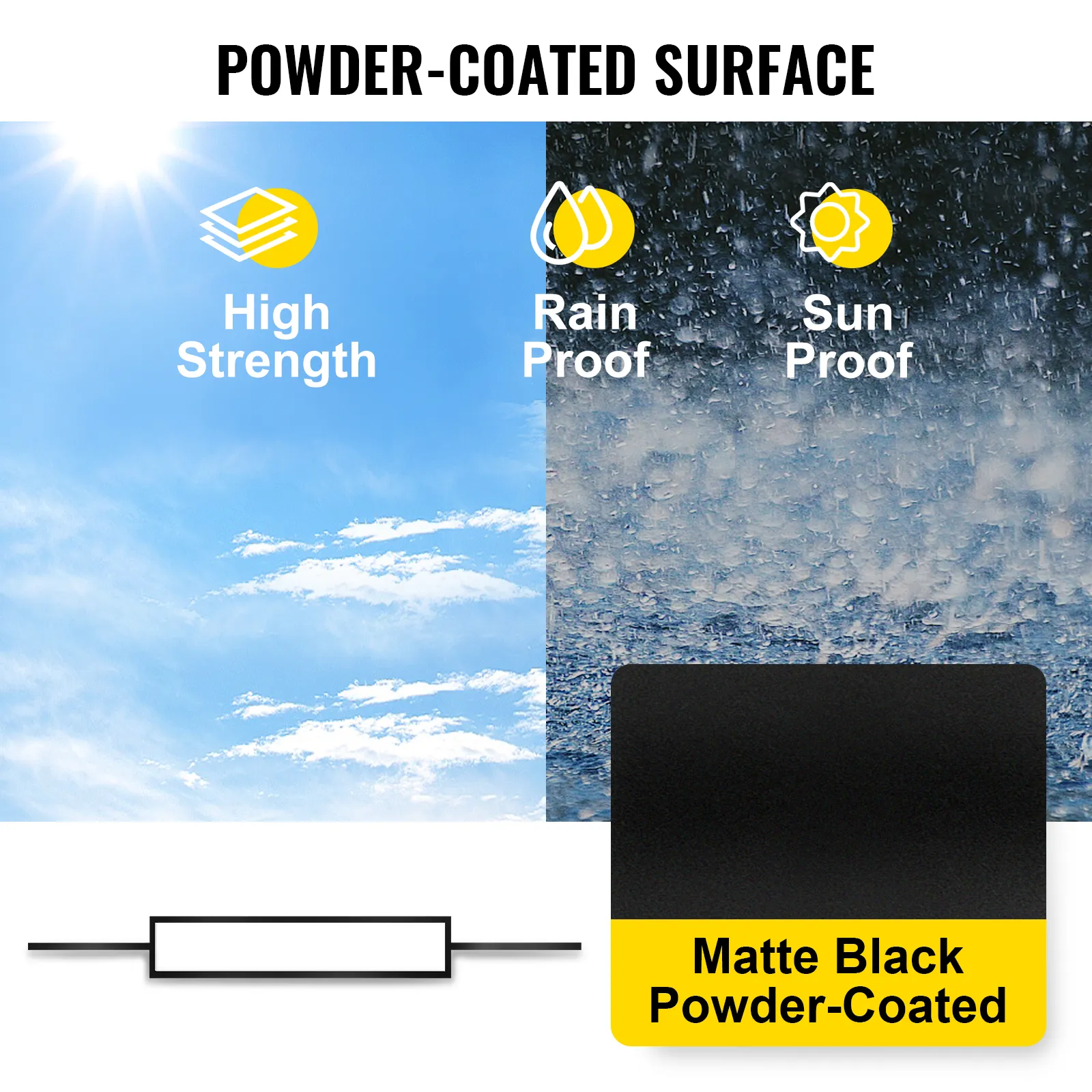 VEVOR deck balusters, matte black, high strength, rainproof, sunproof, powder-coated.