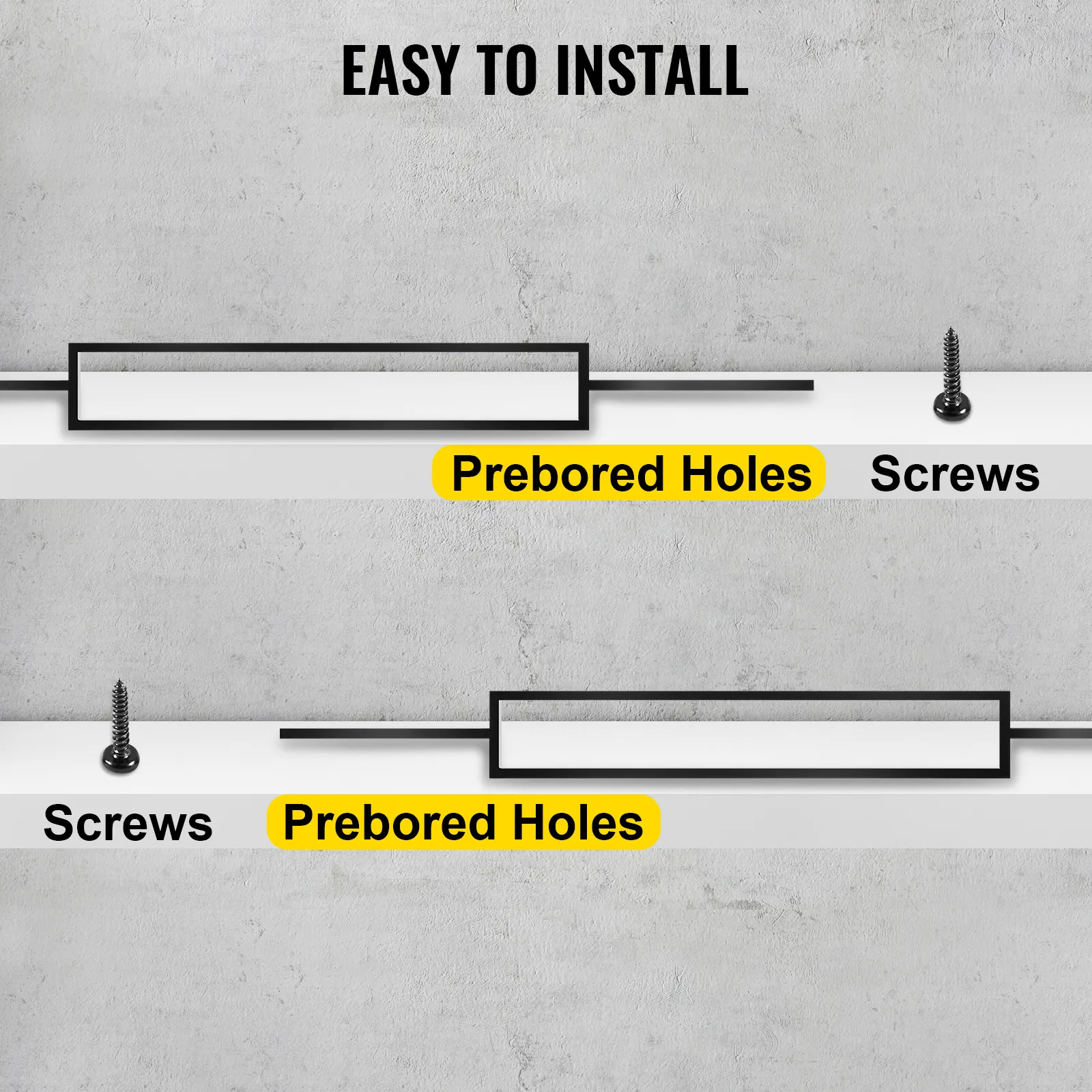 easy installation of VEVOR deck balusters with pre-bored holes and screws.
