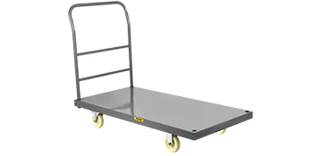gray VEVOR platform truck with a metal handle and yellow wheels on a white background.