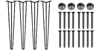 Gambe per tavolo a forcina VEVOR con viti e protezioni rotonde, finitura nera, set da 4.