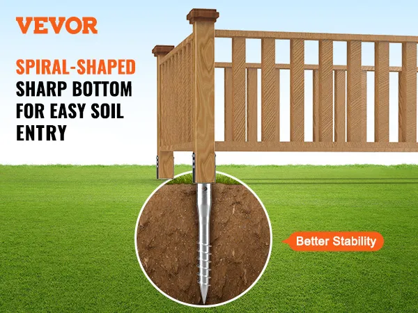 VEVOR no dig ground anchor features spiral-shaped sharp bottom for easy soil penetration and better stability.