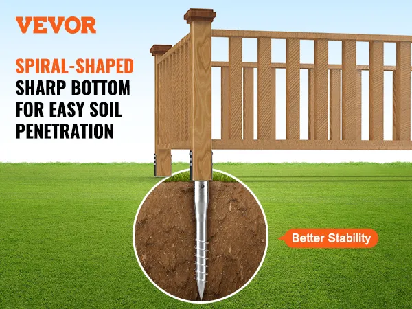 VEVOR spiral-shaped ground anchor for easy soil penetration and better stability in fencing.