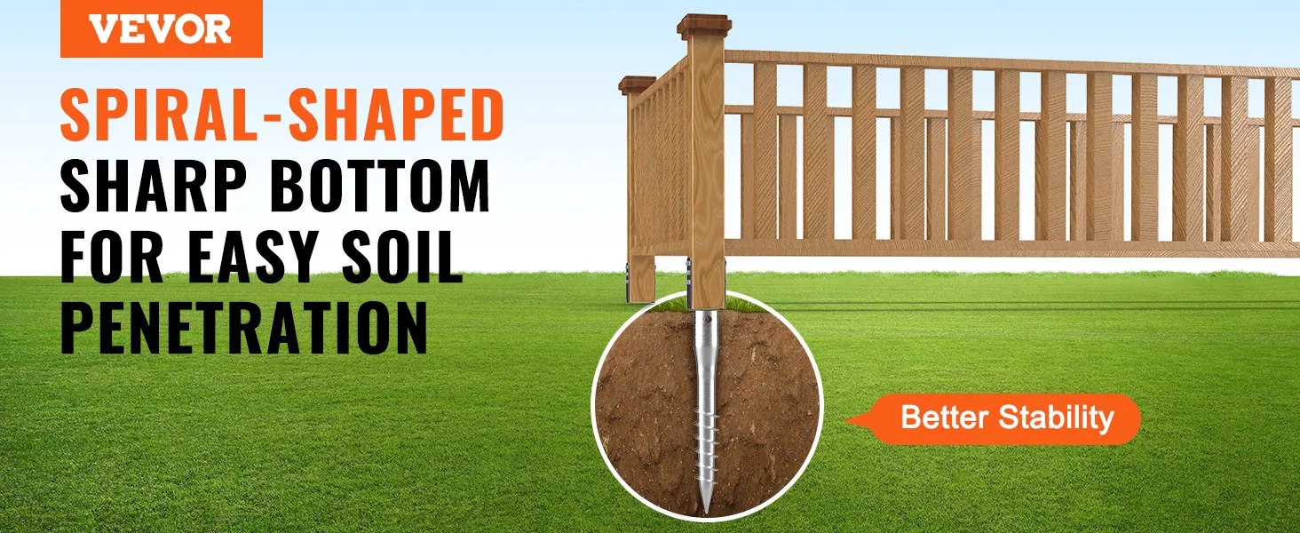 VEVOR spiral-shaped ground anchor for easy soil penetration and better stability in fencing.