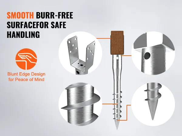 smooth, burr-free VEVOR no dig ground anchor with blunt edge design for safe handling and peace of mind.