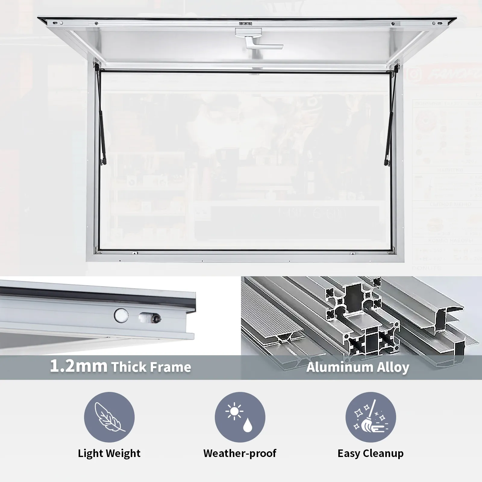 Ventana de concesión VEVOR con marco de aleación de aluminio, liviana, resistente a la intemperie, fácil de limpiar.