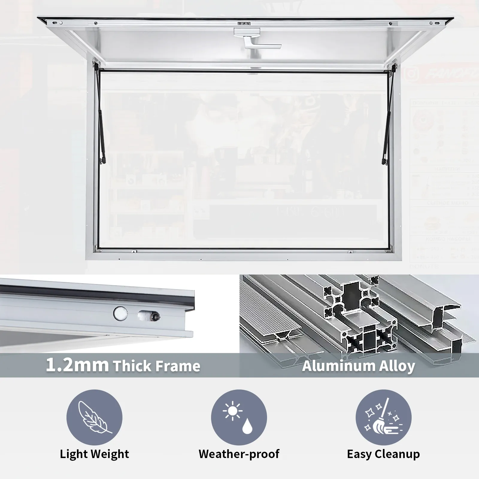 Ventana de concesión VEVOR con marco de aluminio de 1,2 mm de espesor, ligera y resistente a la intemperie.