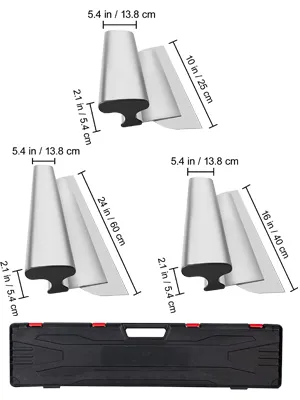 VEVOR skimming blade set with three blades of various sizes and a black carrying case.