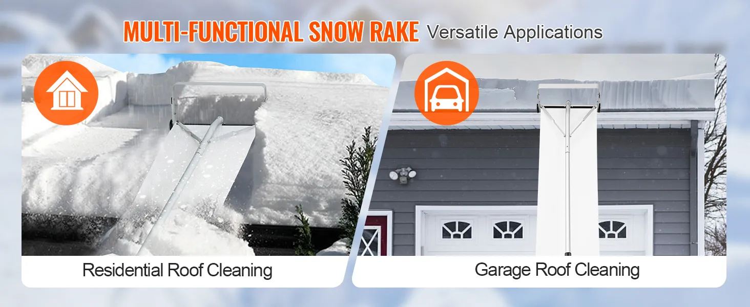 multifunctional VEVOR snow roof rake for residential and garage roof cleaning. versatile applications.