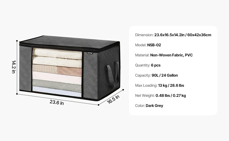 VEVOR 90L Large Storage Bags, Pack Clothes Storage Bin, Foldable