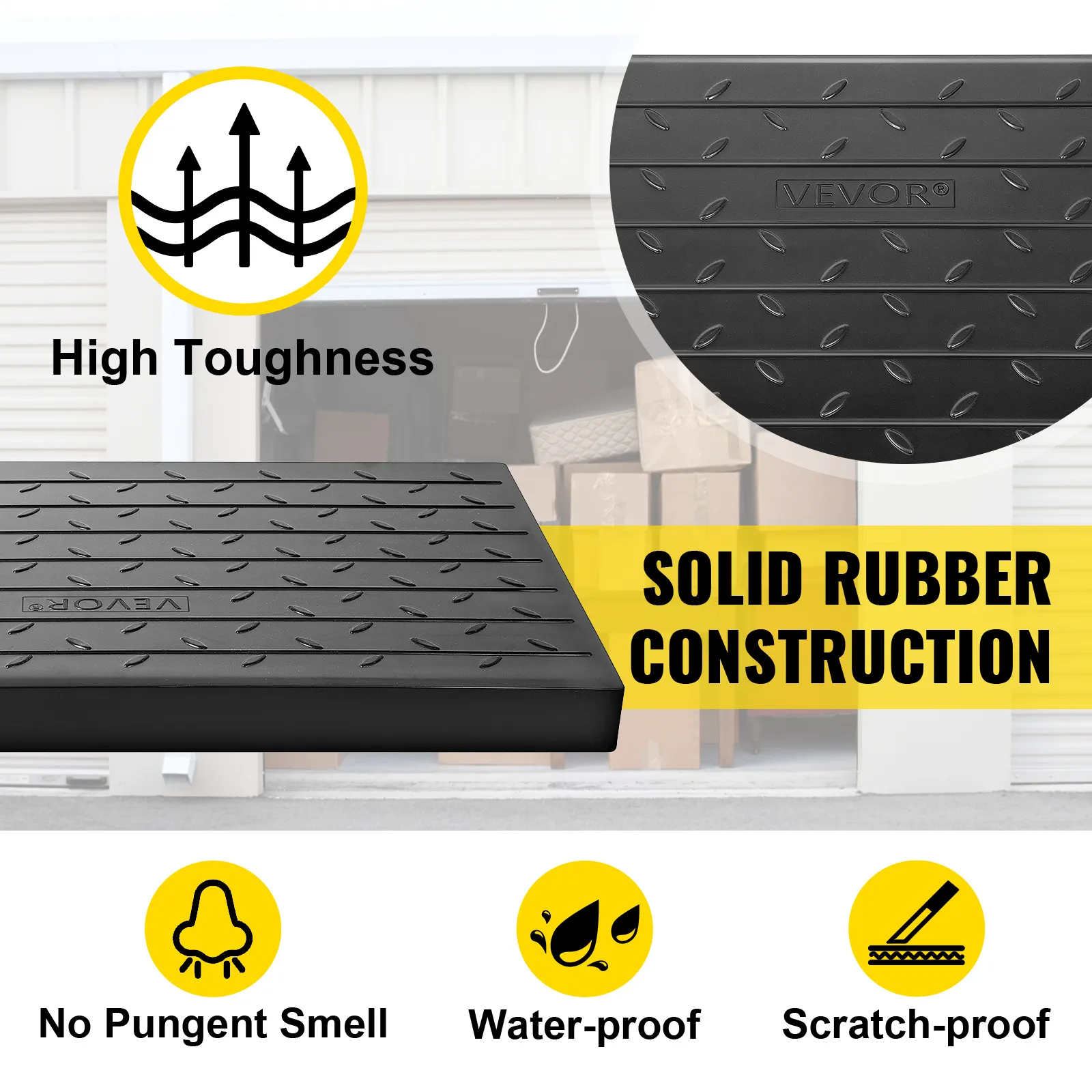 VEVOR rubber threshold ramp, high toughness, no pungent smell, waterproof, scratch-proof